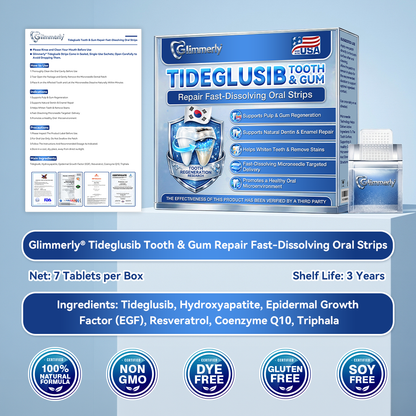 𝑮𝒍𝒊𝒎𝒎𝒆𝒓𝒍𝒚® 🎋 Tideglusib Fast‑Dissolving Tooth & Gum Repair Oral Strips(Supports tooth repair and helps relieve gum discomfort and other common oral concerns)